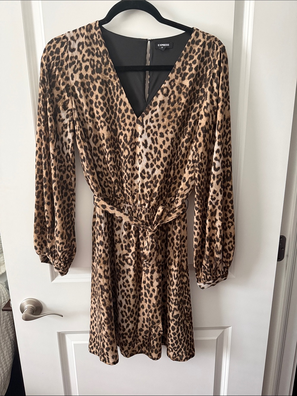 Express Leopard-Print Mini Wrap Dress - Brown